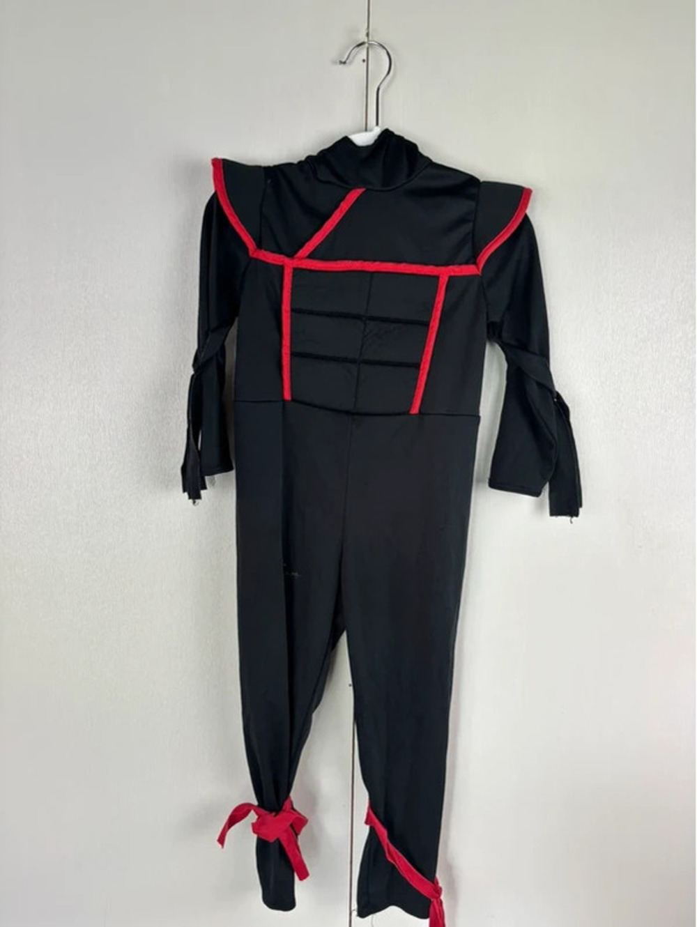 Spirit Halloween Toddler Ninja Costume 3-4T Black Red Padded Muscle Jumpsuit